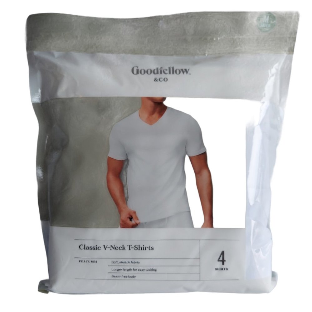 NWT  Good fellow White Classic Men V- Neck Cotton